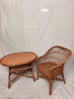 Wicker conservatory chair and coffee table Image