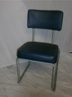 Blue padded stacking chair Image