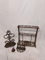 Brown Iron shoe scraper, umbrella stand, hand doorbell, boot Image