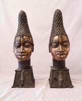 Pair of Bronze Benin Heads Image
