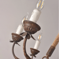 Candlely Rustic Iron Flaxen Hemp Rope & Metal 8-Light Round Candelabra image 3