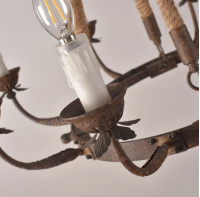 Candlely Rustic Iron Flaxen Hemp Rope & Metal 8-Light Round Candelabra image 4